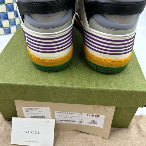 Men’s Gucci, leather high top basket sneakers size 14.5 made in Italy - Picture 5 of 11